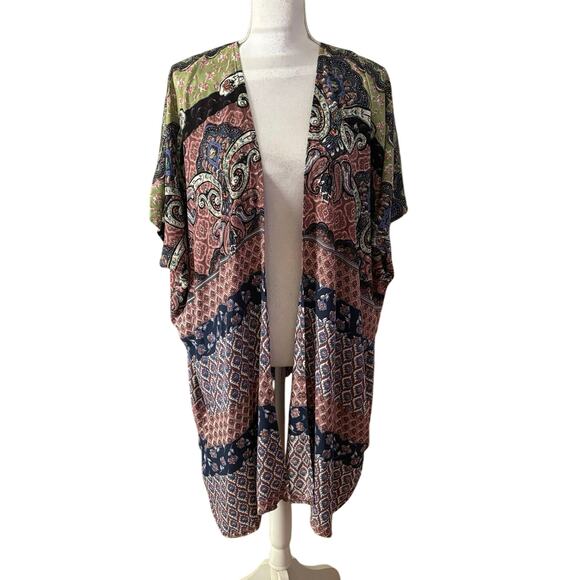 Angie Size M Kimono Boho Bohemian Open Front Floral Indie - Picture 1 of 4
